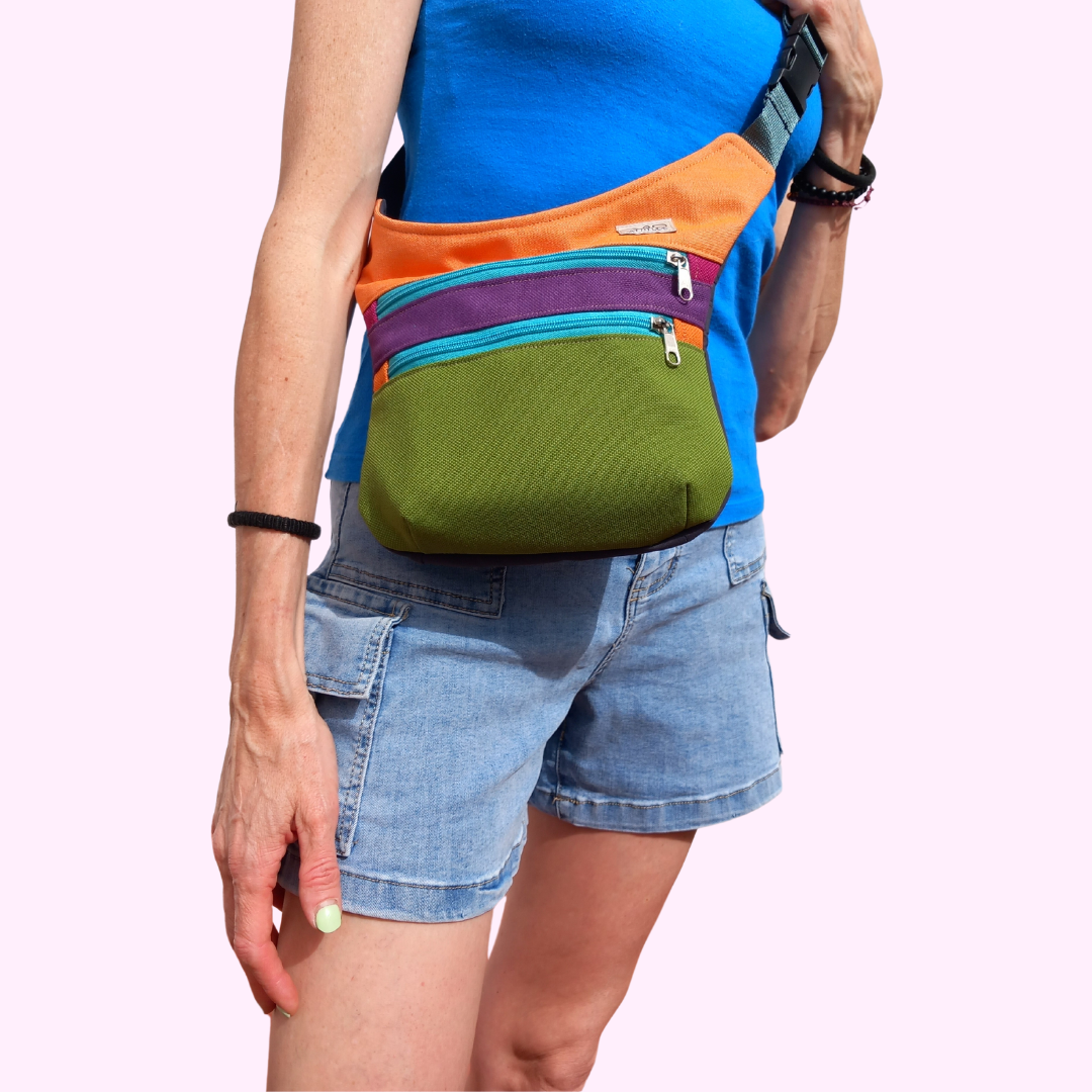 Riñonera naranja y verde