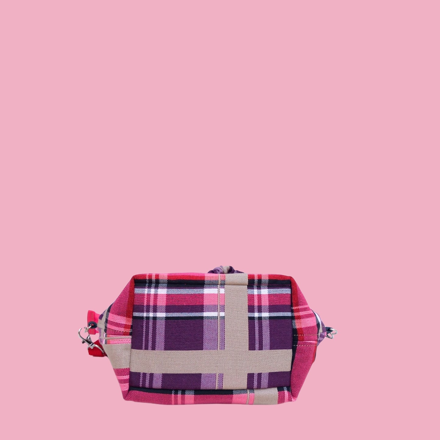 Bolso cabaset cuadros burberry lila y rosa