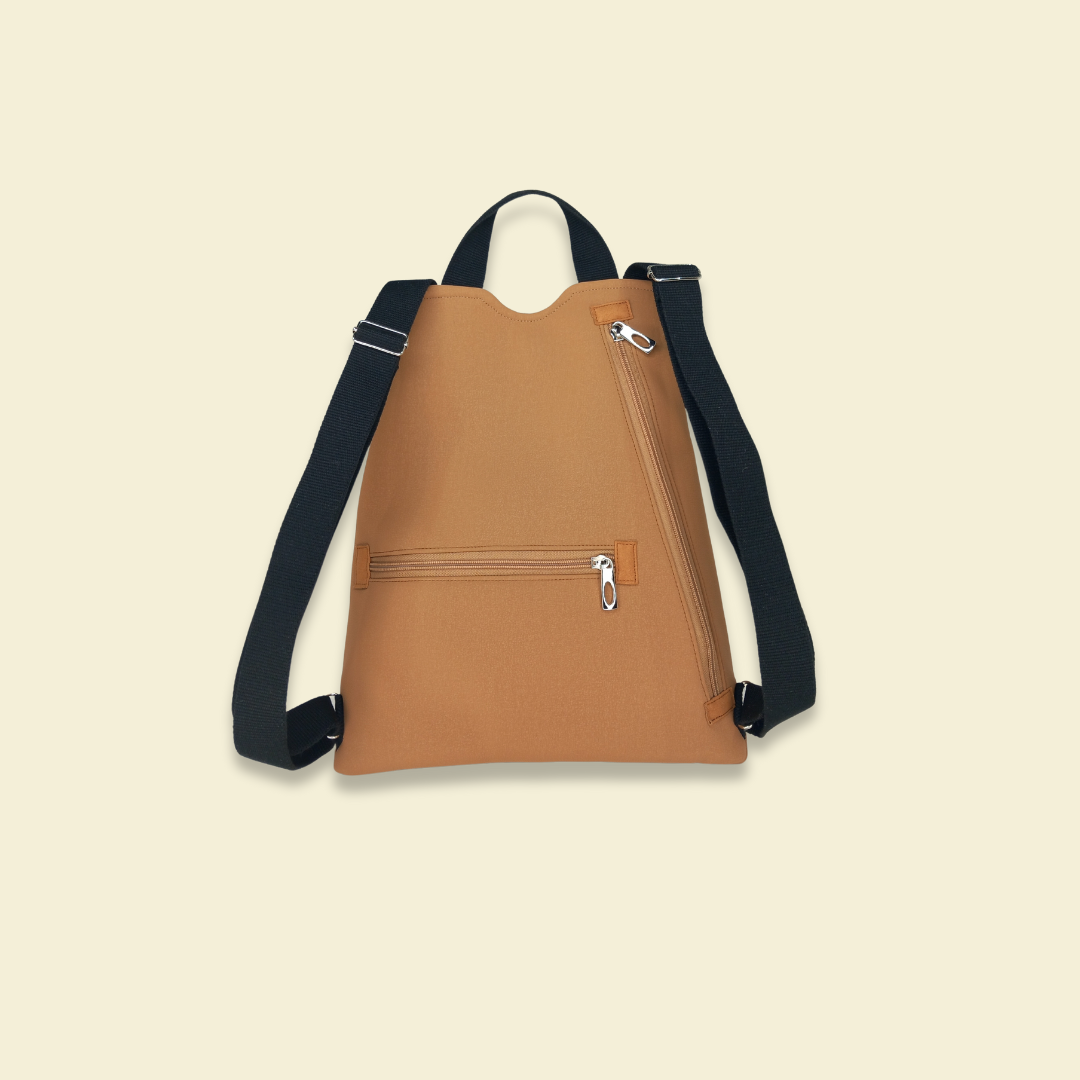 Mochila antirrobo Pocket Ares cuero y naranjas