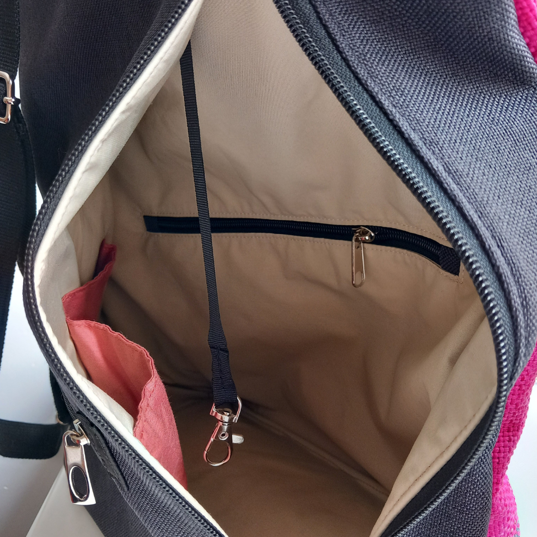 abertura trasera de mochila antirrobo artesanal