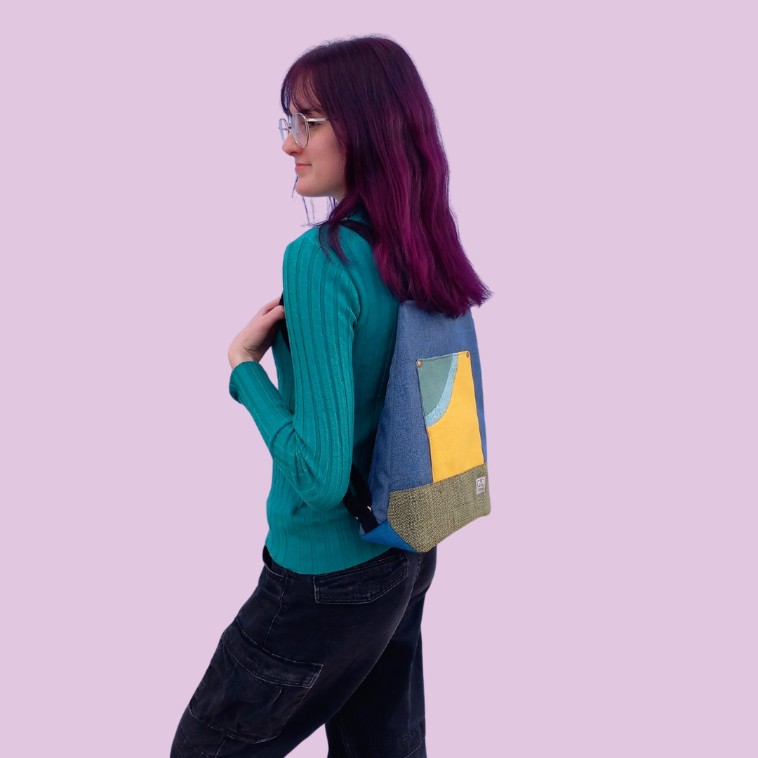 Mochila antirrobo Pocket azul y amarillo