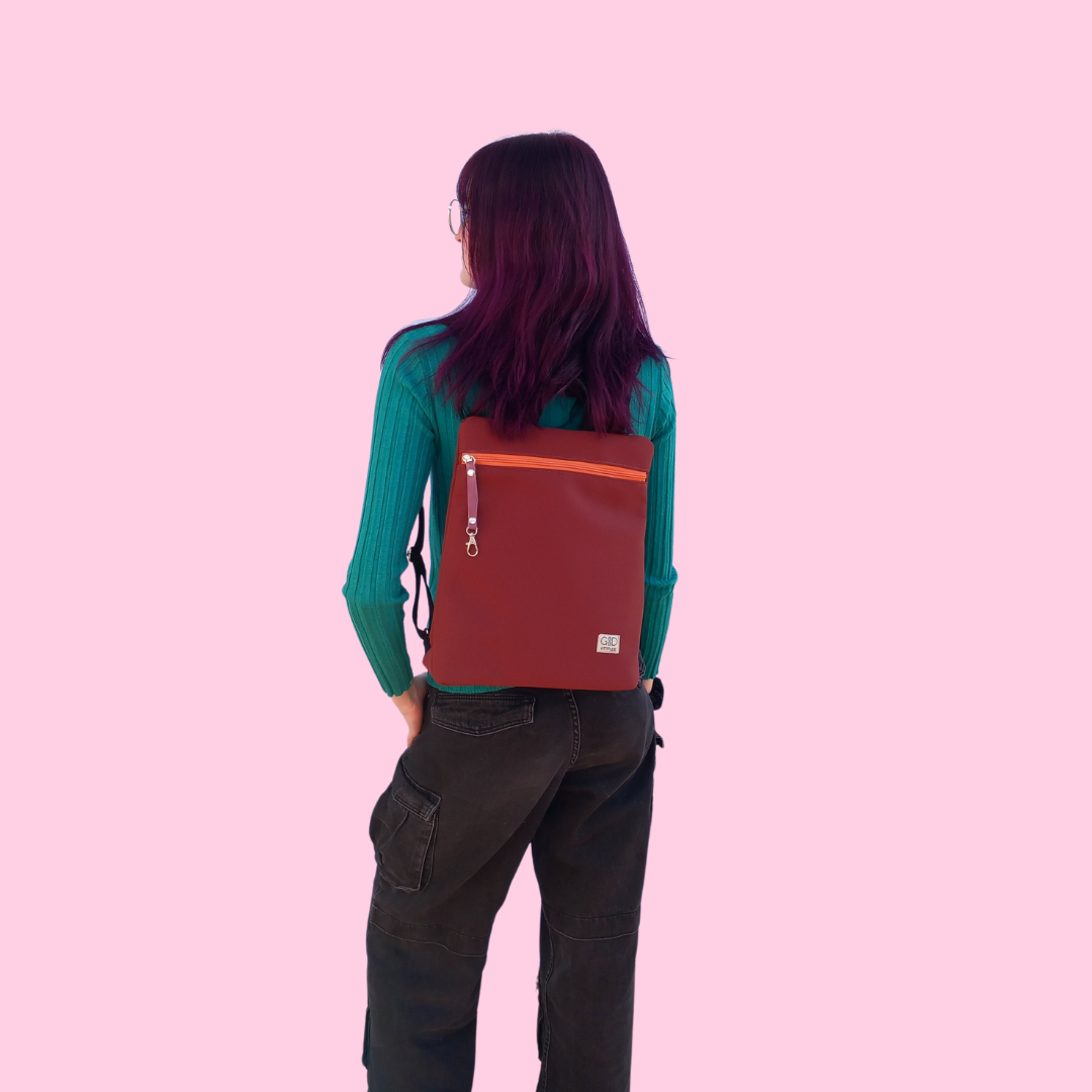 Mochila antirrobo Loira Ares burdeos mandarina