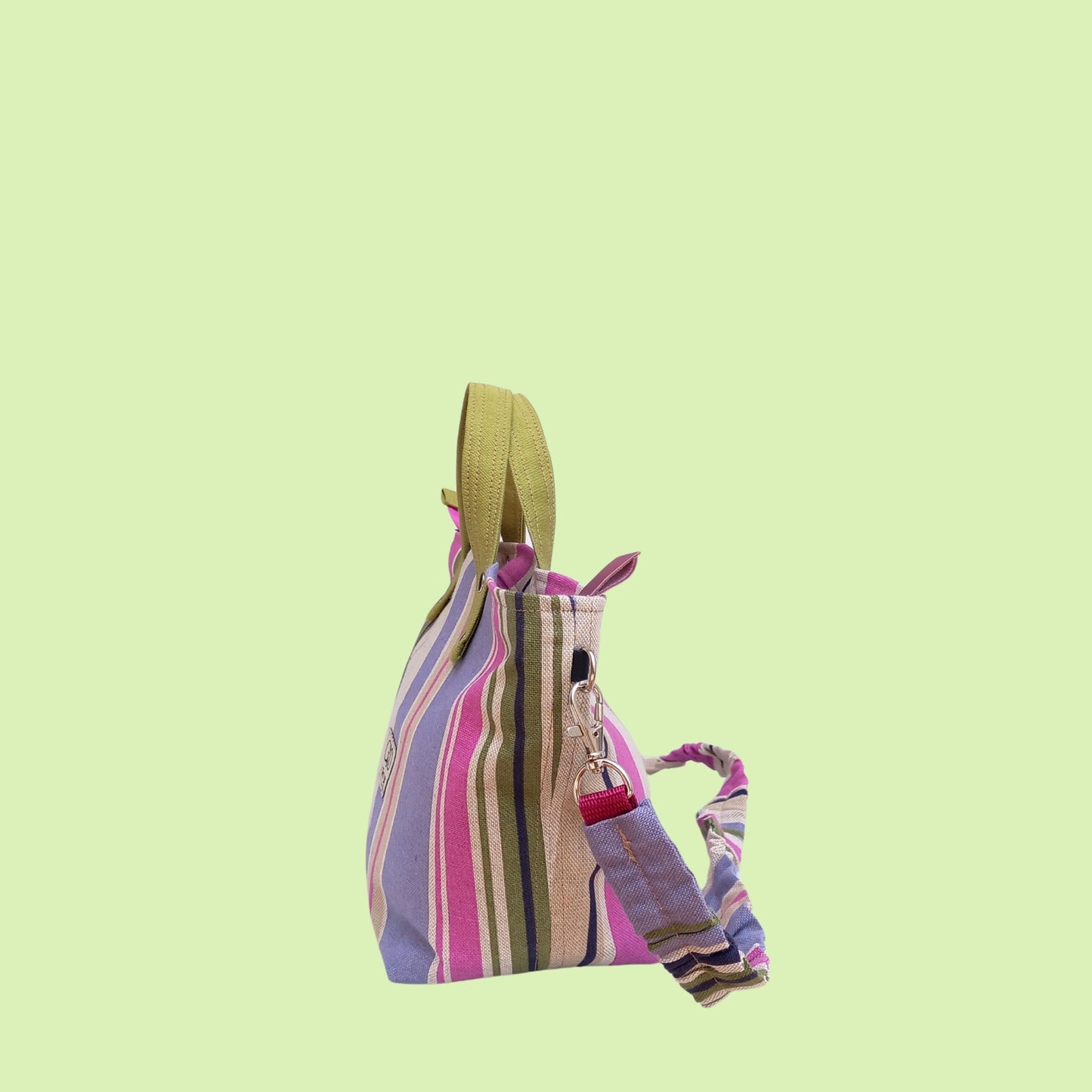 Bolso cabaset rayas lila y verde