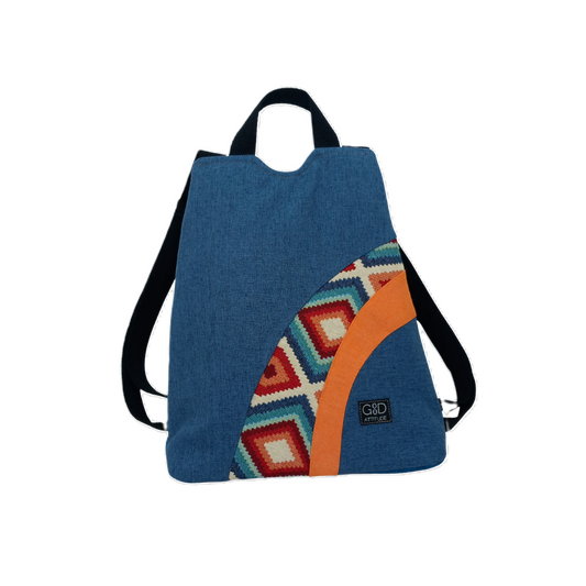 Mochila antirrobo Viento azul y rombos