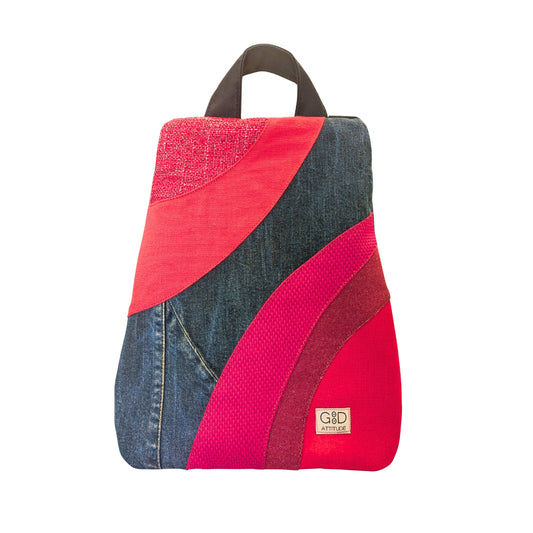Mochila antirrobo Viento vaquero y rojo  nº134 PEQUEÑA