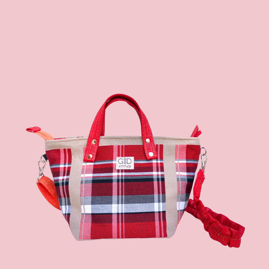 Bolso cabaset cuadros burberry rojo