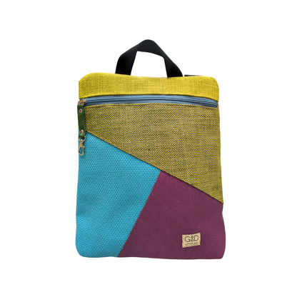 Mochila antirrobo artesanal Loira pocket verde, turquesa y mora