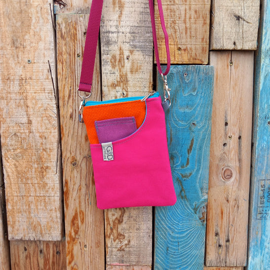 Bolsillo móvil rosa y naranja