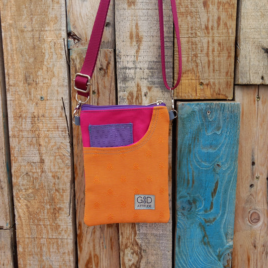 Bolsillo móvil naranja y rosa