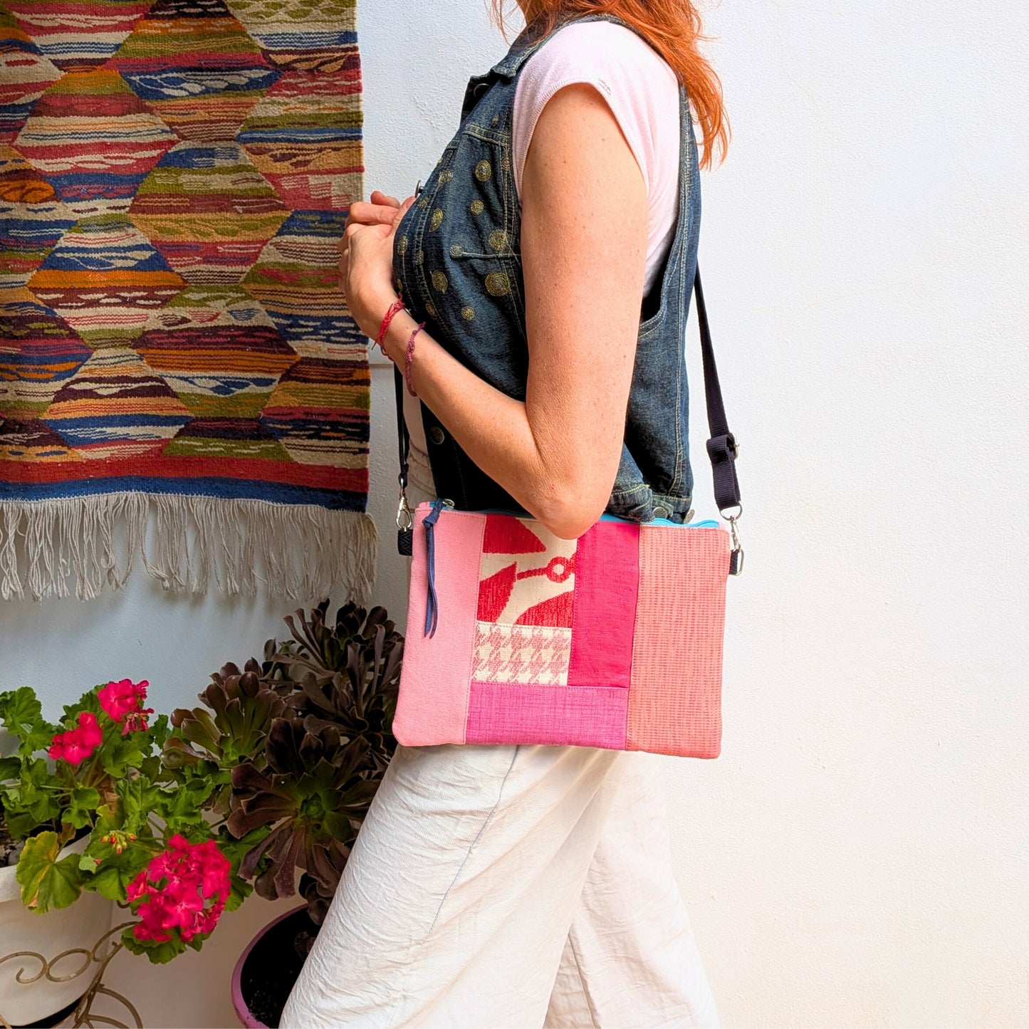 Bolso yin yang azul y  rosa