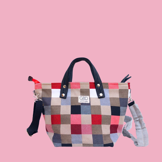 Bolso cabaset cuadros rojo y negro