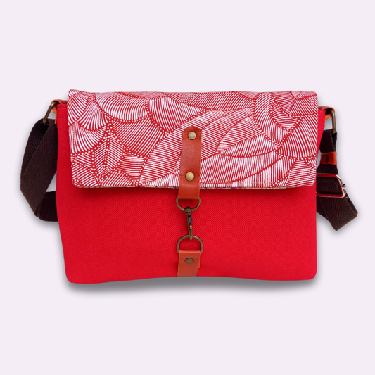 Bolso Atenea rojo hojas