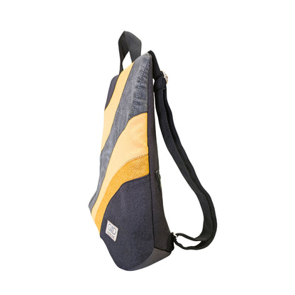 Mochila antirrobo Viento vaquero gris y amarillo nº 134 PEQUEÑA