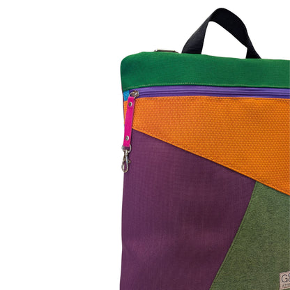 Mochila antirrobo Domes  GRANDE verde, naranja y mora