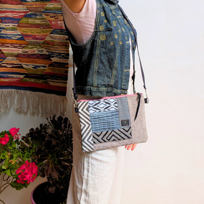 Bolso yin yang gris y lila