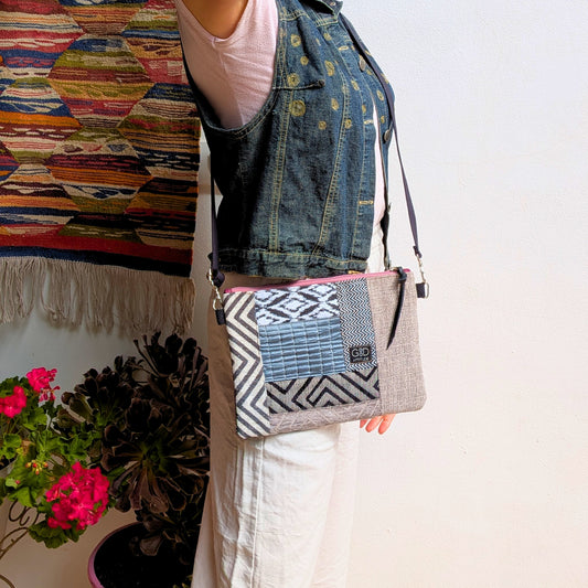 Bolso yin yang gris y lila