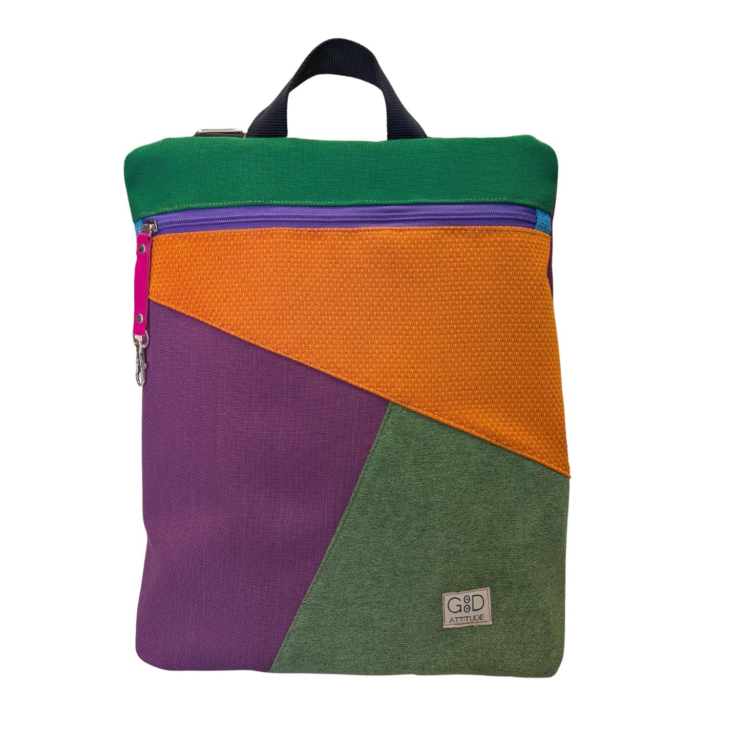 Mochila antirrobo Domes  GRANDE verde, naranja y mora