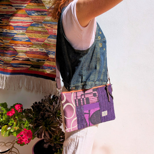 Bolso yin yang lila y tierra