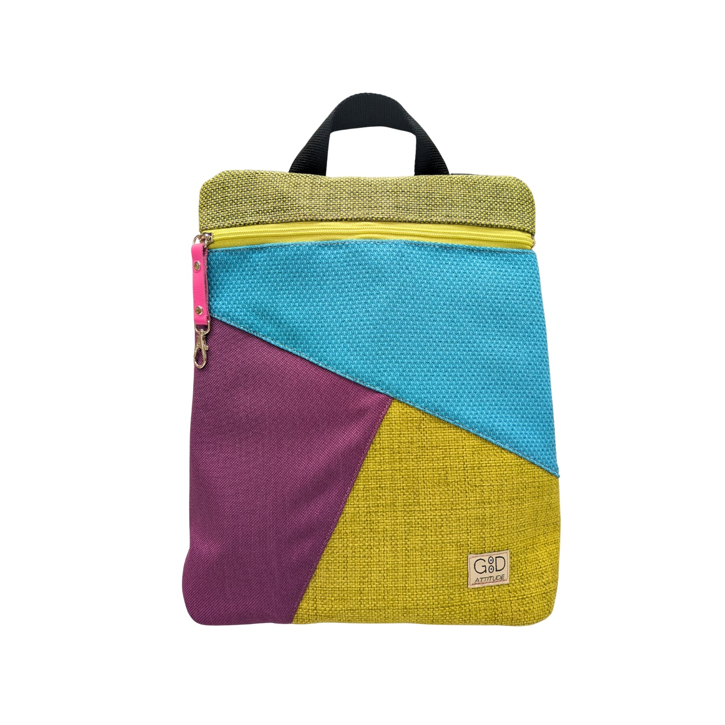 Mochila antirrobo artesanal Loira pocket verde, turquesa y mora 2