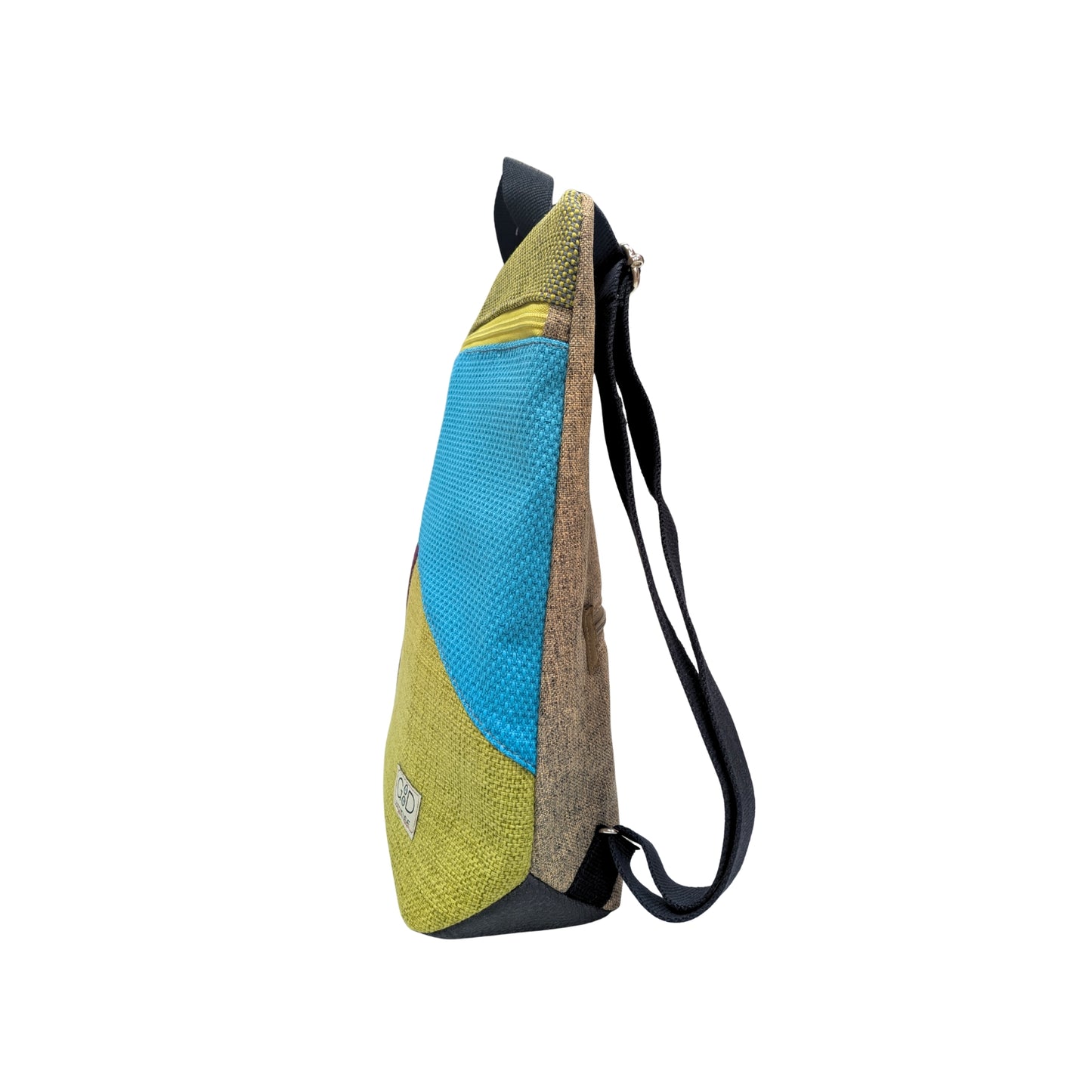 Mochila antirrobo artesanal Loira pocket verde, turquesa y mora 2
