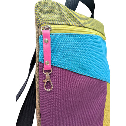 Mochila antirrobo artesanal Loira pocket verde, turquesa y mora 2