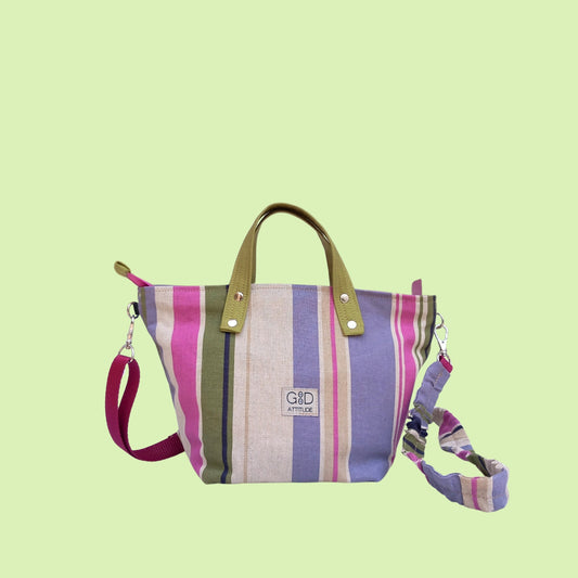 Bolso cabaset rayas lila y verde